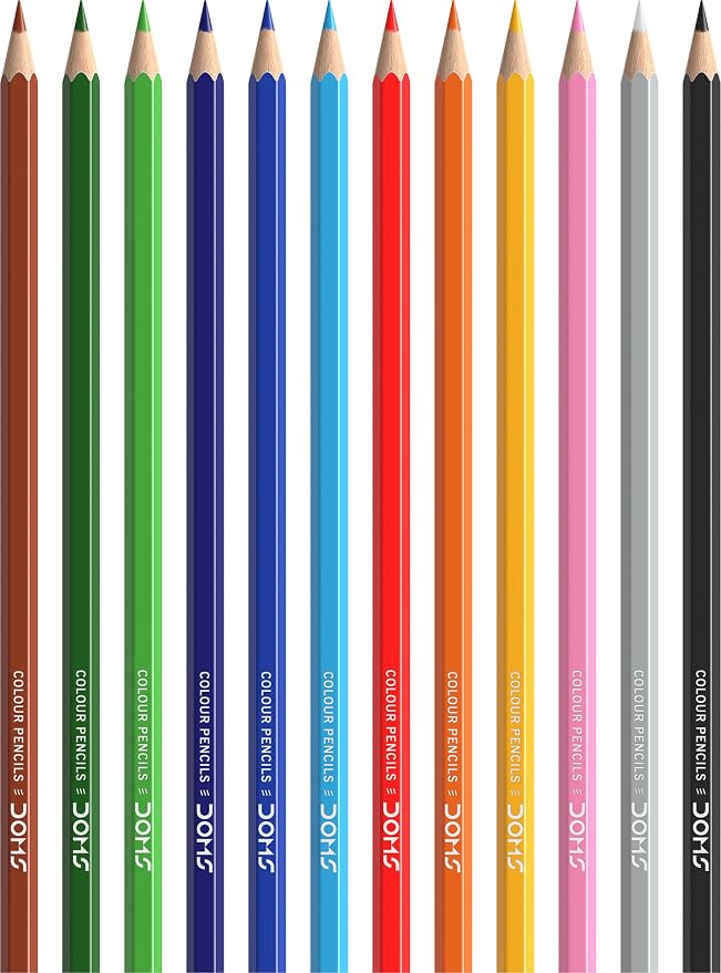 Doms Supersoft Non-Toxic Colour Pencil Set in Flat Tin Box (12 Assorted Shades)