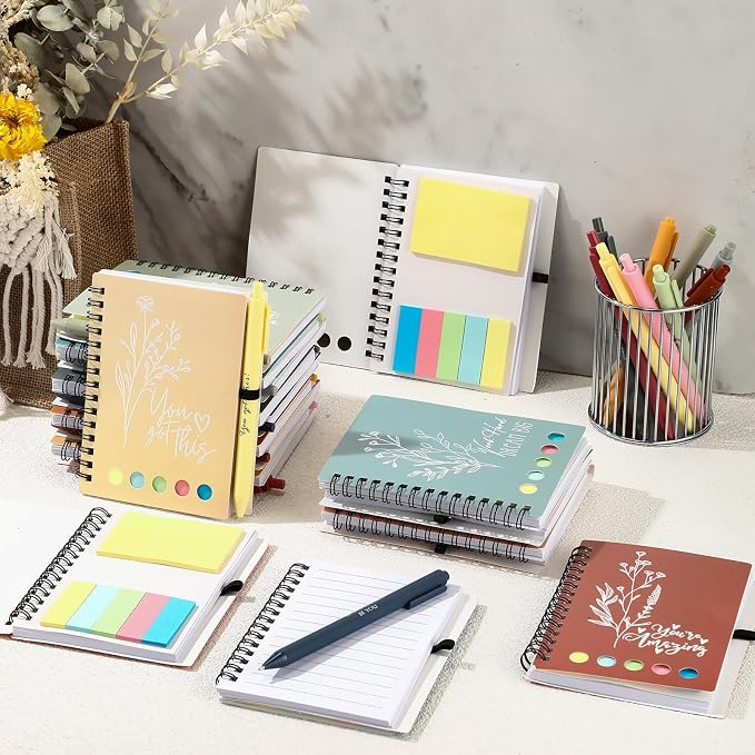 Tenceur 20 Set Mini Inspirational Notebook Back to School Motivational Pen Bulk Teacher Gift Small Pocket Journals Notepad Employee Appreciation Gift for Coworker Office (Bright Colors)