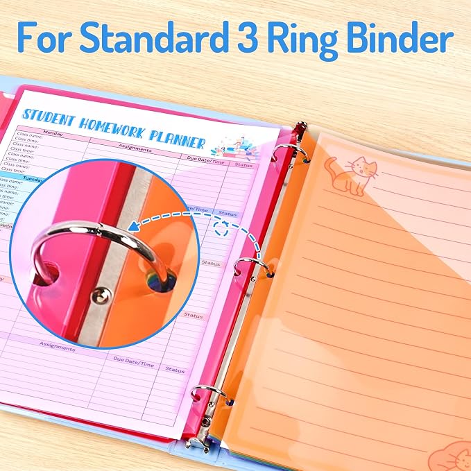 Forvencer 48 Count Dividers with Two Pockets, 8 tabs Binder Dividers for 3 Ring Binder Organizer, Multicolor, 6 Sets