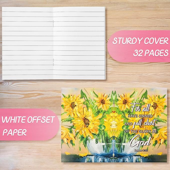Tatuo 24 Pack Christian Floral Notebooks for Women Religious Bible Verse Journals Flower Small Pocket Prayer Notepads with Scripture Inspirational Gifts for Faith Church Bible Study Office School