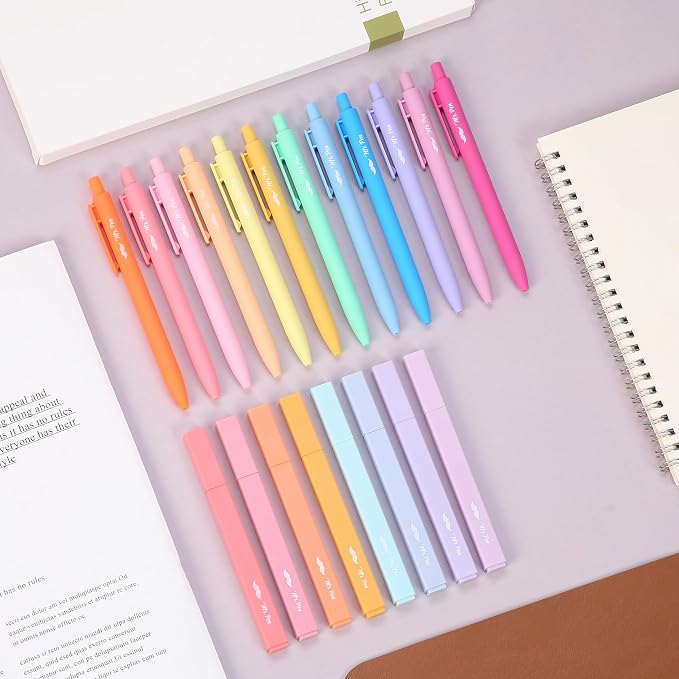 Mr. Pen- Aesthetic Highlighters and Gel Pens, 20 Pack | Pastel Colors Bible Highlighters No Bleed, Fine Point 0.7mm Gel Pens, Fast Dry and No Smear for Bible Journaling, Planner
