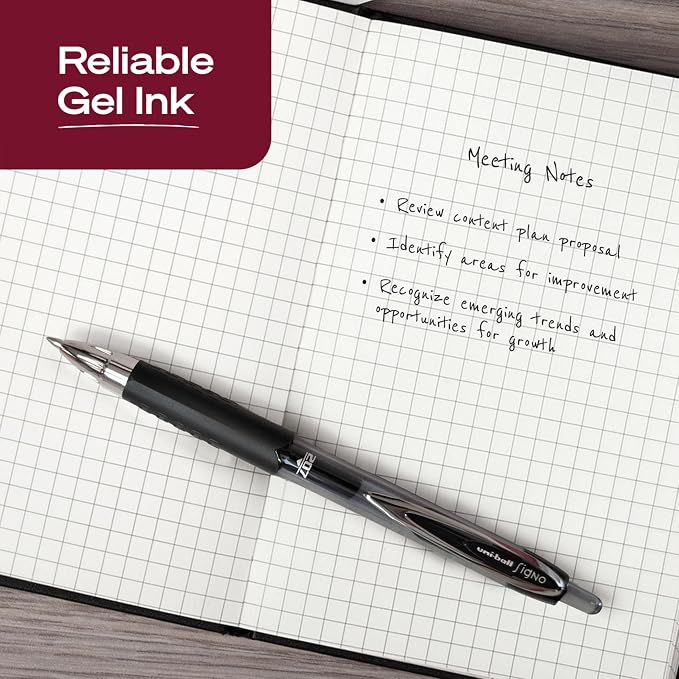 uniball™ 207 Gel Pens, Black Ink, 0.7mm Medium Point, Retractable, 12 Count, Smooth Writing, Fraud-Resistant, uni Super Ink™