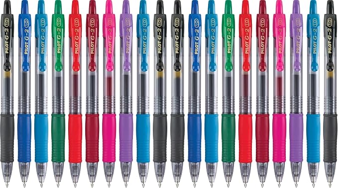 PILOT G2 Premium Retractable Gel-Ink Rolling Ball Pens,Bold Point (1.0mm),1.0 Gel Pens,Assorted - Ideal for School,Journaling,& Office Writing,(Pack of 20)
