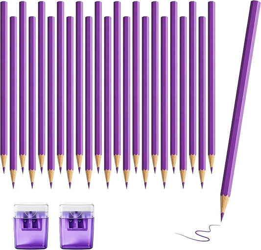 24Piece Purple Colored Pencils Set with Sharpener, Pre-Sharpened Professional Wooden Art Pencils for Artists Drawing and Sketching, Premium Colored Tone Supplies Delivering Detailed Painting(Purple)