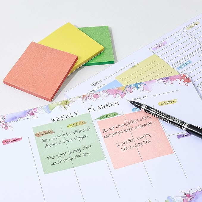BAYTORY 240 Pop Paper Up Transparent Glitter Sticky Notes with 1 Marker | Double Marker Pen, Waterproof Self-Stick Note, 3 x 3 Colorful Self-Adhesive Note for Bible Accessories (Green & Yellow & Red)