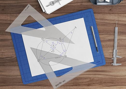 Pacific Arc's Scholastic Triangle - 14 inch - Smoke - 30/60 Angle - Polystyrene - Inking Edge - Technical Drawing Tools, Drafting, Architect and Engineering.