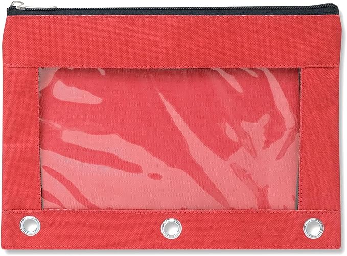 Trail maker 25 Pack Clear Pencil Pouch for 3 Ring Binder Bulk Pencil Pouch Bags for Binder with See Through Window and Zipper | Pencil Pouches for Office, Budgets