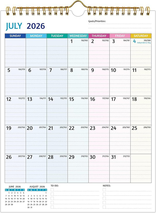 Wall Calendar 2026-2027 – Run Now - Dec 2027, 20 Monthly Calendar 2026-2027 for Wall, 8.5 x 11 In, 2027 Small Calendar, Ruled Blocks, Thick Paper, Holidays, To-do ＆ Notes, Great for Organizing