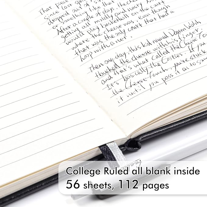 feela 6 Pack Pocket Mini Notebooks Bulk, Small Cute Memo Notepads Hardcover College Ruled Lined Journals with Pen Holder for School Business Work, with 6 Black Pens, 3.5”x 5.5”, A6, Black