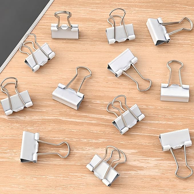 30 Pack Medium White Binder Clips 1-1/4 Inch (32 mm), Colored Middle Size Paper Clamps, Large Big Paper Clips for Office Home School Business 1.25"