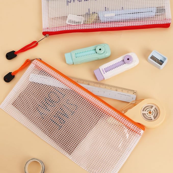 EOOUT Pencil Pouch 40pcs 9.5x4.5 Inches Small Mesh Zipper Pouch in 15 Colors for Bill Travel Tickets Storage and Office Supplies Storage