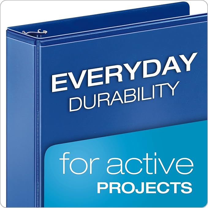 Cardinal Economy 3 Ring Binder, 1 Inch, Presentation View, Blue, Holds 225 Sheets, Nonstick, PVC Free, 4 Pack of Binders (79511), (Pack of 2)