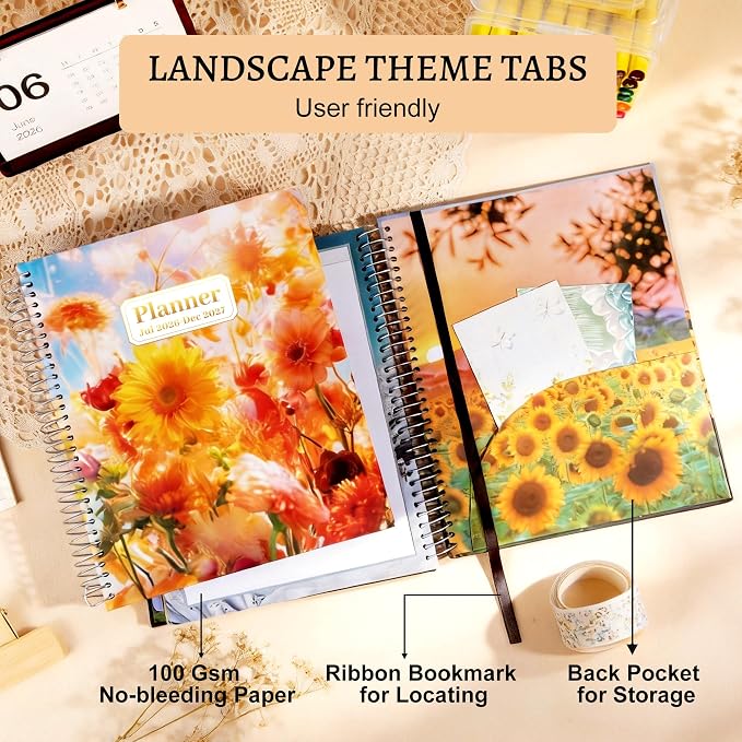 CAGIE Planner 2026-2027 18 Month July 2026-Dec 2027 Hourly Daily Calendar Weekly Monthly Planners Hardcover Large Yearly Agenda with Stickers Tabs for Women Work Mom, 8.5 x 11