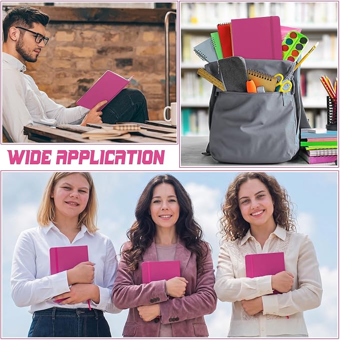 Honoson 20 Pack A5 Lined Journal Notebooks Hardcover Executive Notebook 5.5" x 8.3" PU Leather Wide Ruled Journals Bulk 160 Pages for Back to School Supplies Office Business Home (Rose Red)