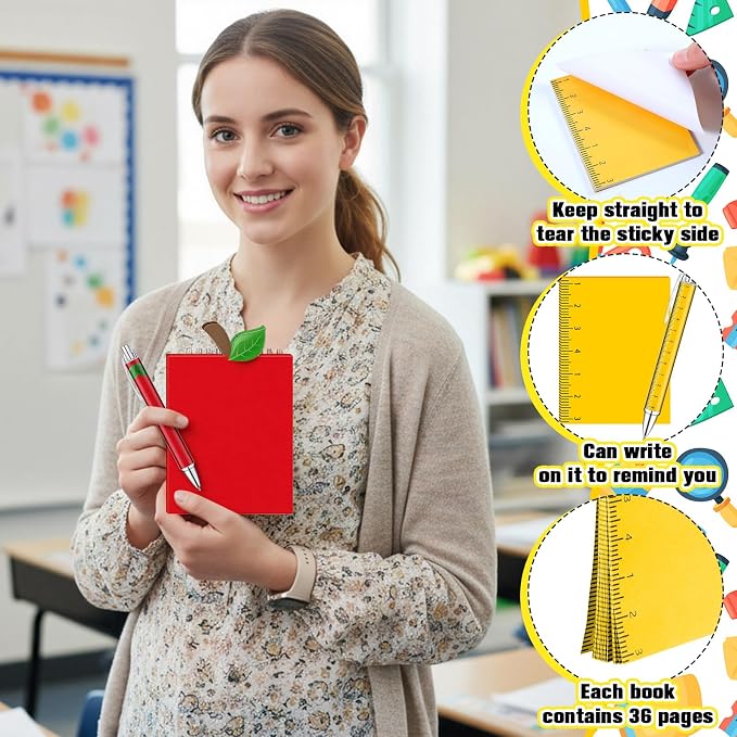 Eaasty 48 Pcs Back to School Teacher Gifts Bulk Cute Composition Notepads and Ballpoint Pens with Ribbon Inspirational Thank You Gifts for Teacher, Student, Staff, Coworker