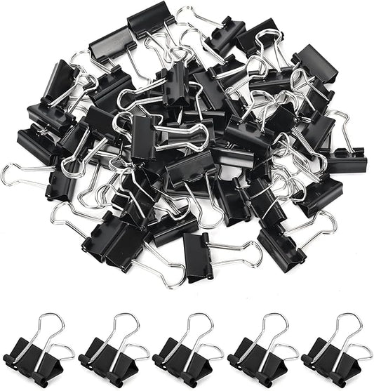 Binder Clips, 50 Pack, 0.75 in Small Paper Clips for Office, (Black)