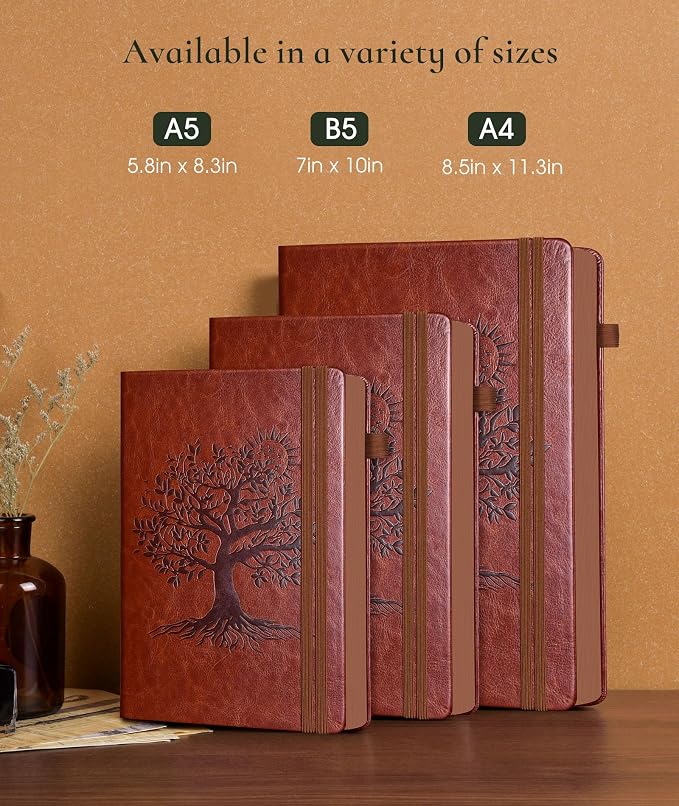 Vintage Leather Journal - 300 Page Lined Journal Notebook with Numbered Pages, A5 Notebook for Women Men,Travel Diary,Daily Journals for Writing, Note Taking, School & Work (5.8" x 8.3")
