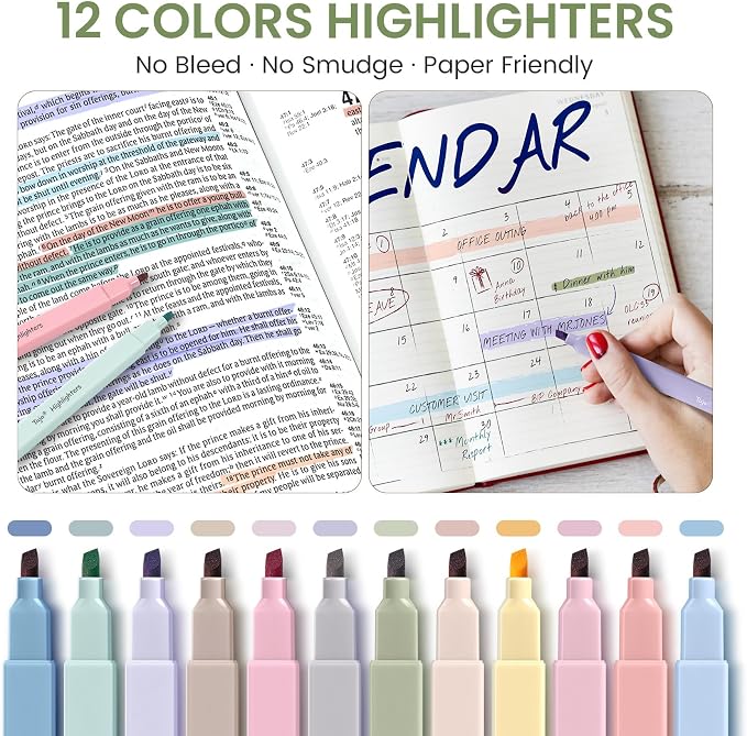 Cute Pencil Case With Supplies, 39 PCS Aesthetic Stationery Set with Pencil Pouch, 6 Black Ink Gel Pens, 12 Pastel Highlighters, 5 #2 HB Pencils, 4 Mechanical Pencils, Back to School Supplies - Green