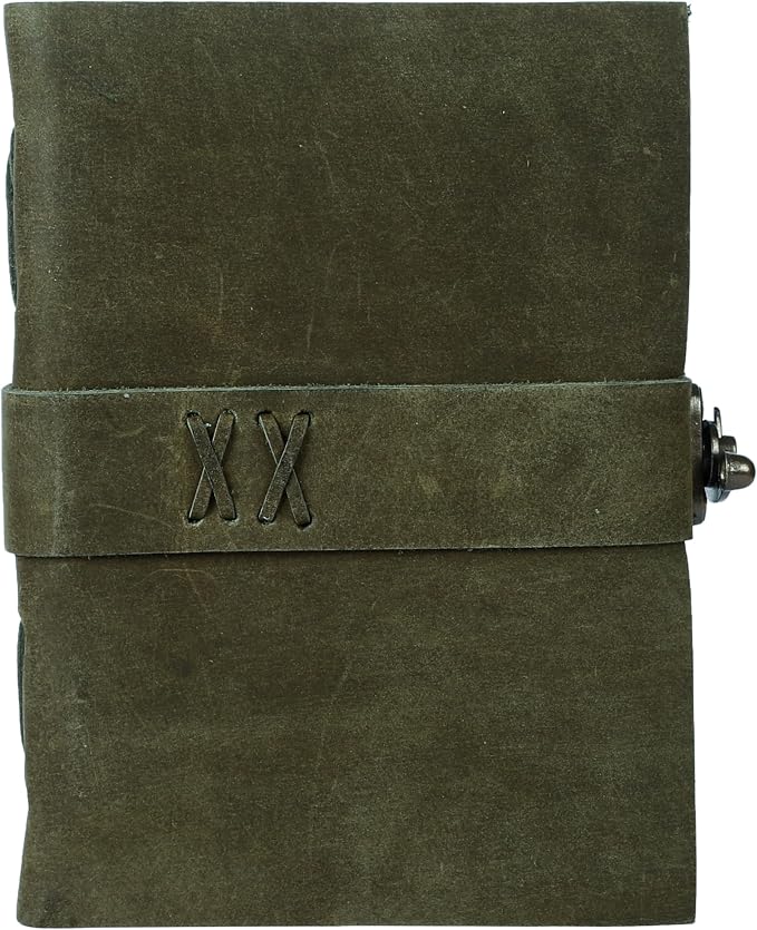 Vintage Leather Journal Handmade Buffalo Deckle Edge Paper – Leather Bound Journal for Women Men Vintage C-Lock Closure Ideal for Writing & Travel for Artists