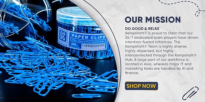 Kempshott 450 Blue Color Paper Clips Assorted Sizes Small, Medium and Large Paper Clips for Paperwork Ideal for Home, School and Office Use (Assorted, Blue)