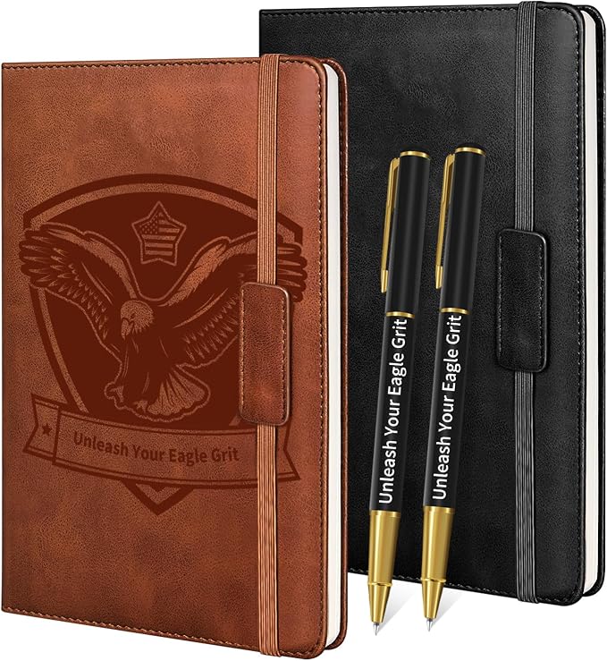 1Pcs Journal Notebook with 2 Pen Set, A5 Lined Leather Hardcover Executive Journals, Suitable for Man Woman Work, Study, Diary & Business, Brown