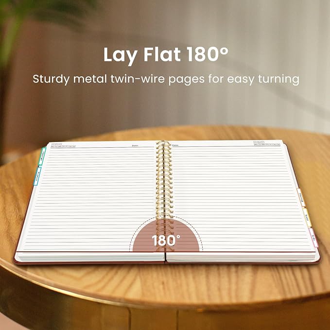 Hardcover Spiral Journal Notebooks for Work With Removable Dividers & Tabs, 8.5"x11" 5 Subject Notebook for Note Taking & Organizer, A4 College Ruled Lined Journal for Women & Writing, Rust Brown, 280 Pages