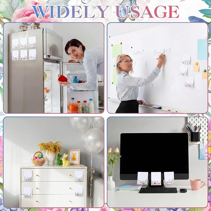 Chiisong 12 Pads Wildflower Sticky Notes Flower Sticky Notes 3 x 4 Inches Floral Notepad Cute Summer Adhesive Memo Reminder Floral Memo Pads Flower Notepads for Women Journal Office Spring Gifts
