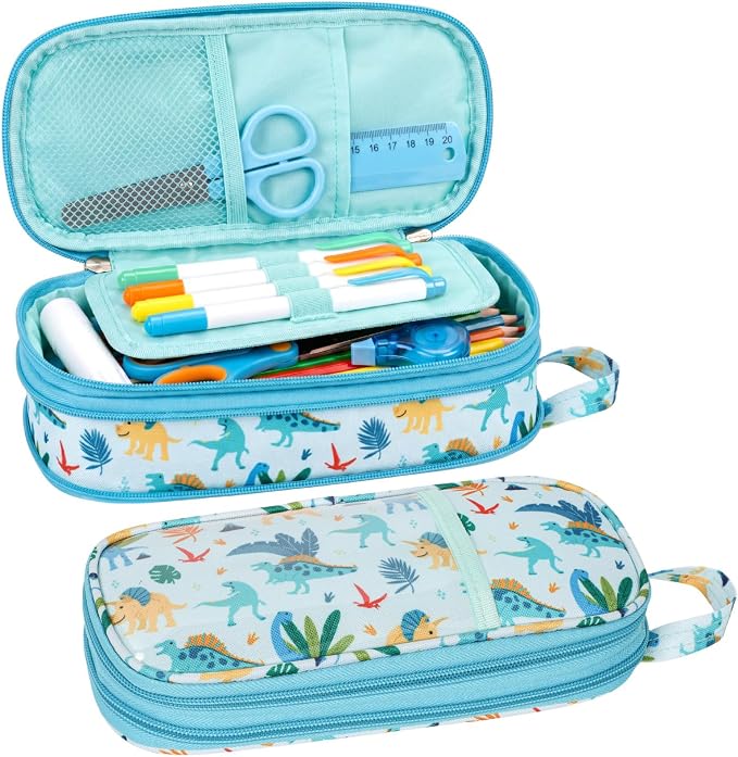 Bagseri Pencil Case for Boys - Expandable Cute Kids Pencil Case | Wide Opening Pencil Pouch Organizer for School Supplies,Cute Kids Pencil Case for Boys, Dark Blue Galaxy