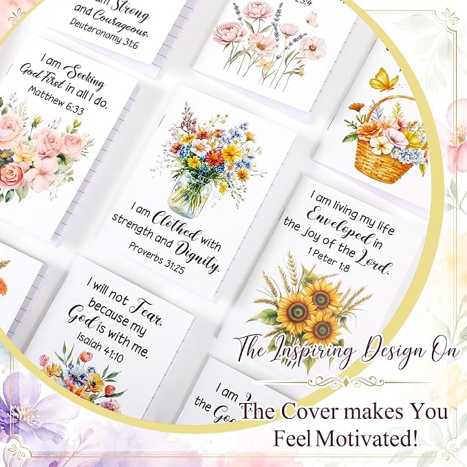 Tatuo 24 Pcs Watercolor Floral Christian Mini Notebook for Women Bible Verse Inspirational Notepads Scripture Pocket Prayer Journal for Church Gifts VBS Volunteer Appreciation Gifts 2026, 3.3 x 4.7 In