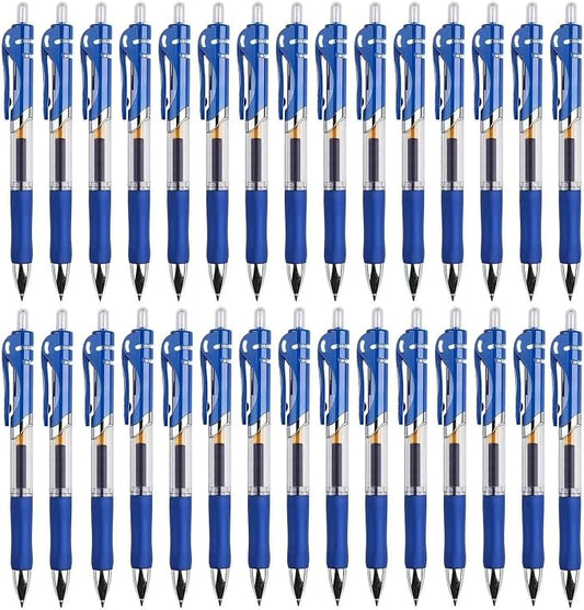 30pcs Blue Gel Ink Pens for Writing, 0.5 mm Pens Fine Point Smooth Writing Pens for Journaling, Bulk Retractable Rollerball Pens for School Office.