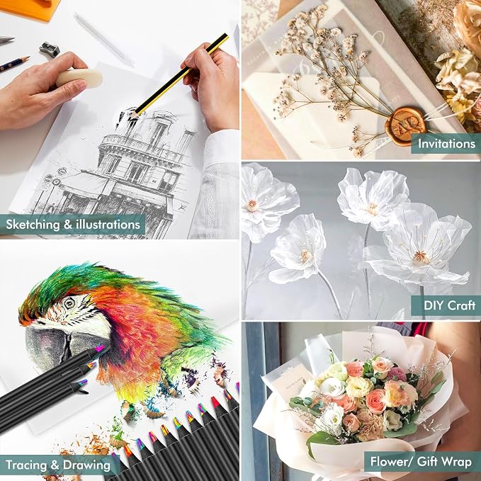 120 Sheets 8.5”x 11” Tracing Paper, Loose Translucent Trace Drawing Paper | 25 lb/41gsm, for Drawing Pad Book Sketchbook Coloring Painting, Sketching, Overlaying, Vellum Paper Trace Tracing Paper