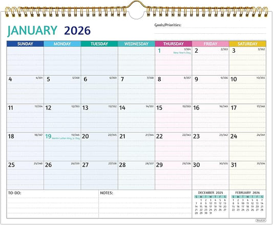 2026-2027 Wall Calendar - Run Now to Jun 2027, 14.57 x 11.42 In, 2026 Calendar, 18 Months Calendar 2026-2027, Monthly Calendar with Ruled Blocks, Thick Paper, Holidays, To-do ＆ Notes