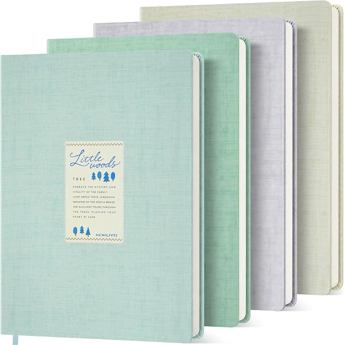 KOKUYO Lined Journal Notebooks, 4 Pack A5 Hardcover Notebook for Women in 8mm Ruled Japanese Smooth Paper, 70gsm 100 Sheets Each Pastel Travel Journal in 5.5'' x 8'', Journaling Writing Work & Office