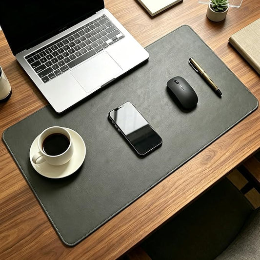 Leather Desk Mat - Non-Slip PU Desk Pad for Office and Home - Desk Organization and Accessories - Ideal for Mouse Pad and Desk Mats on Top of Desks (Dark Gray,16.94''x 35.07'')