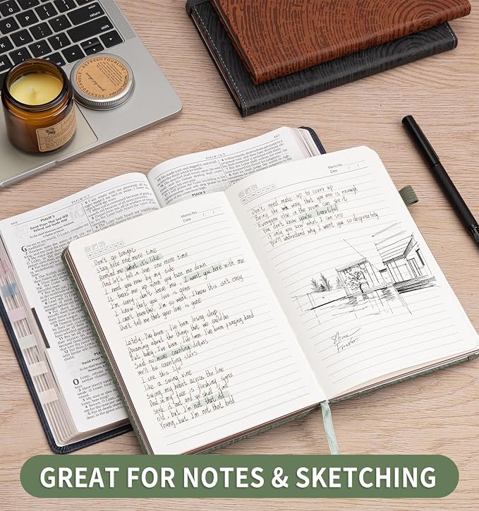 A5 Lined Journal Notebook for Women Men, Tree Ring Leather Journals for Writing, 200 Pages Thick Paper, Daily Journal Notebook for Work, School, Note Taking, Business, Travel, College Ruled
