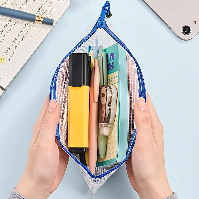 JARLINK A6 Size Mesh Zipper Pouch Bags, Waterproof Pencil Pouches, 24 Pack | Waterproof Pencil Pouch for School Supplies Storage, Small Zipper Pouches (9.3× 4 in) for Cash, Cosmetics, Travel, 10 Colors