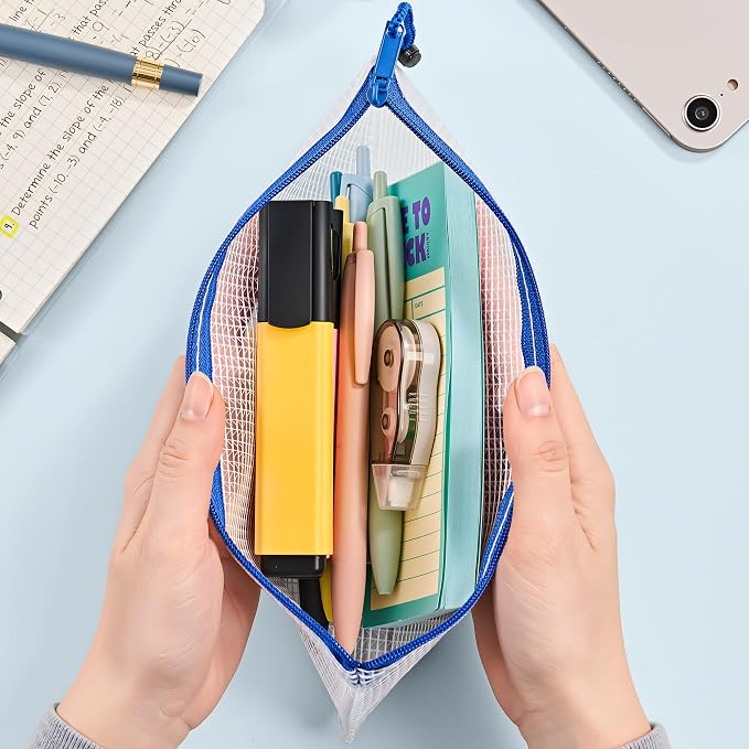 JARLINK A6 Size Mesh Zipper Pouch Bags, Waterproof Pencil Pouches, 10 Pack | Waterproof Pencil Pouch for School Supplies Storage, Small Zipper Pouches (9.3× 4 in) for Cash, Cosmetics, Travel, 10 Colors