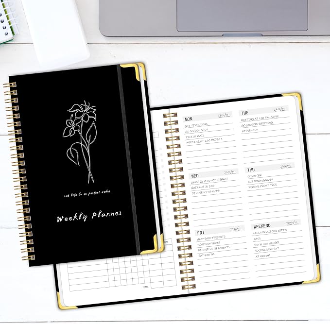 Undated Weekly Planner with To-Do List & Habit Tracker, 6" x 8" | 52-Week, 2-Page Weekly Spreads, No-Bleed Paper, Smooth Writing, Inner Pocket, Metal Corner Protector, Elastic Closure