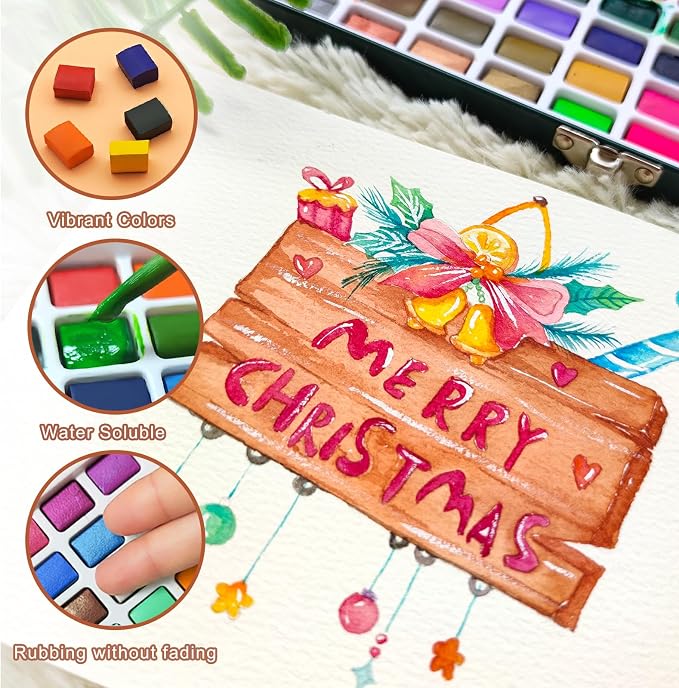 Artecho Watercolor Paint Set 72 Colors, Travel Watercolor Set with Watercolor Papers and Brushes, Ideal for Amateur Hobbyists, Painting Lovers and Artists