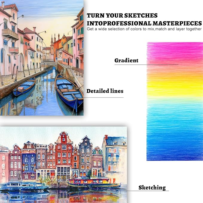 Colored Pencils for Adult Coloring Books, Set of 72, Oil-Based Core Drawing Pencils, 3.8mm Soft Leads with Adult Coloring Pencils, Professional Art Supplies for Adults, Beginner and Kids