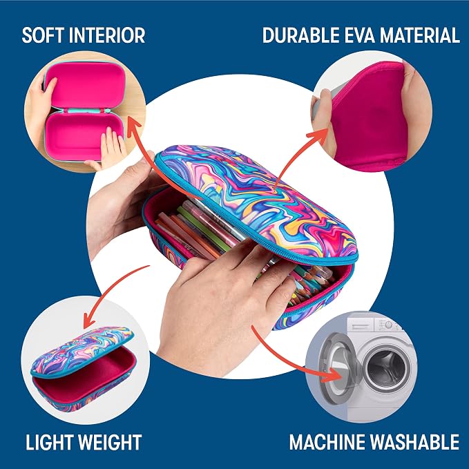 ZIPIT Colorful Pencil Box for Girls, Cute Pencil Case for School, Large Capacity Stationery Organizer Box