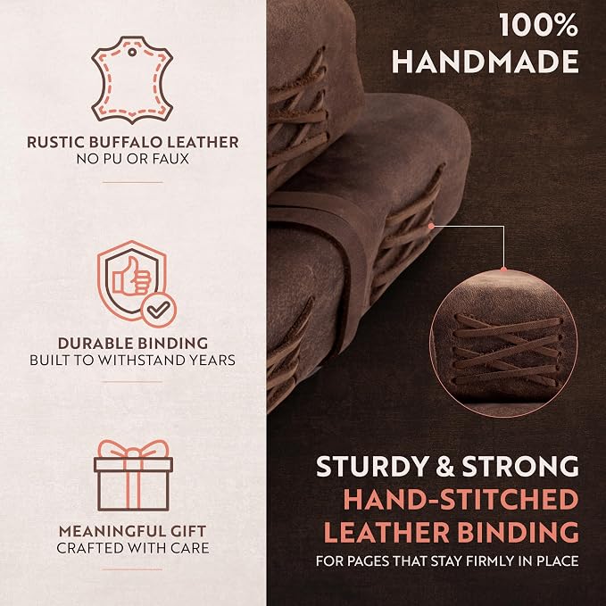 moonster Leather Journal with Embossed Heart Shape - Non Refillable 8x6″ Lined Notebook - 400 Pages College Ruled Kraft Paper - Inspirational Small Notebook - Leather Journals for Women