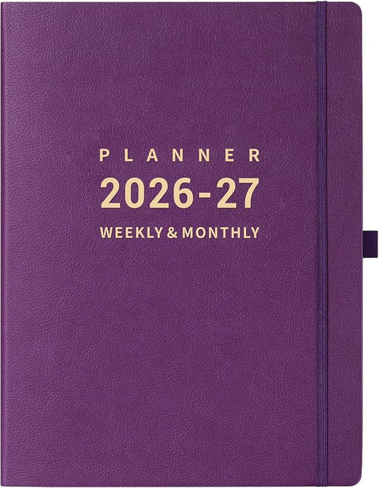 Planner 2026-2027 - Academic Planner 2026-2027, 8.5" x 11", July 2026 - June 2027, Planner Daily Weekly and Monthly, Pen Holder, Pocket, 25 Notes Pages, Faux Leather Cover