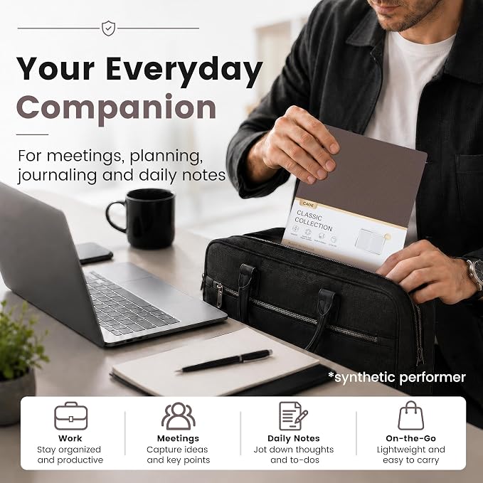 CAGIE Lined Journal Notebook for Men & Women,176 Pages A5 Medium Size, Softcover Leather Journals for Writing, College Ruled Notebook for Work & School, 100 GSM Thick Paper (5.7'' x 8.3'') (Taupe)