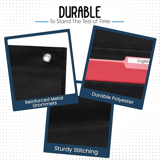 Essex Wares - 5 Pocket File Pocket Chart, Black, 14" Wide x 24" Tall - Versatile Wall Hanging File Folder Organizer for Classroom, Office, Home, and More - Wall Folder Organizer - 5 Pockets