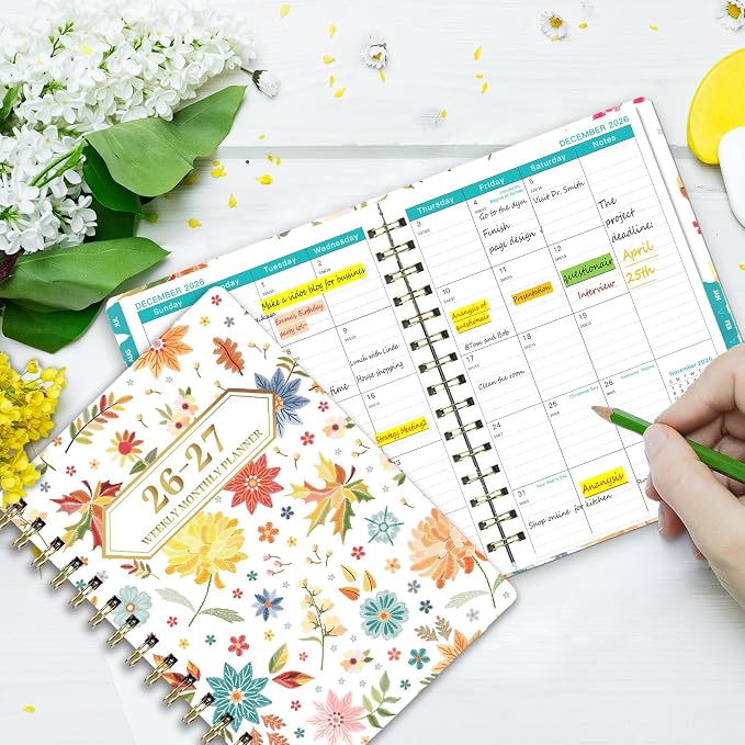 Planner 2026-2027 Weekly and Monthly Calendar Planner Jul 2026-Jun 2027 | Academic Planner with Stickers,Tabs and Pocket,Teacher Student Planning book Ideal for Office School Supplies,6.3" x 8.5"