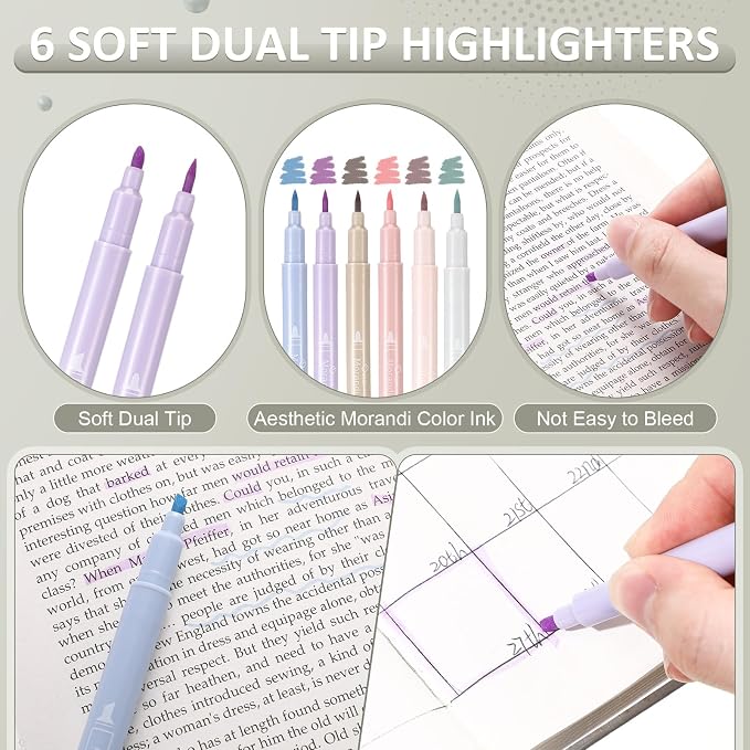 38 Pcs Aesthetic Office Supplies with Pen Case Sticky Notes Gel Pens Highlighters Correction Tapes Stationery Kit for Office Work Coworkers(Morandi Color,Cute)