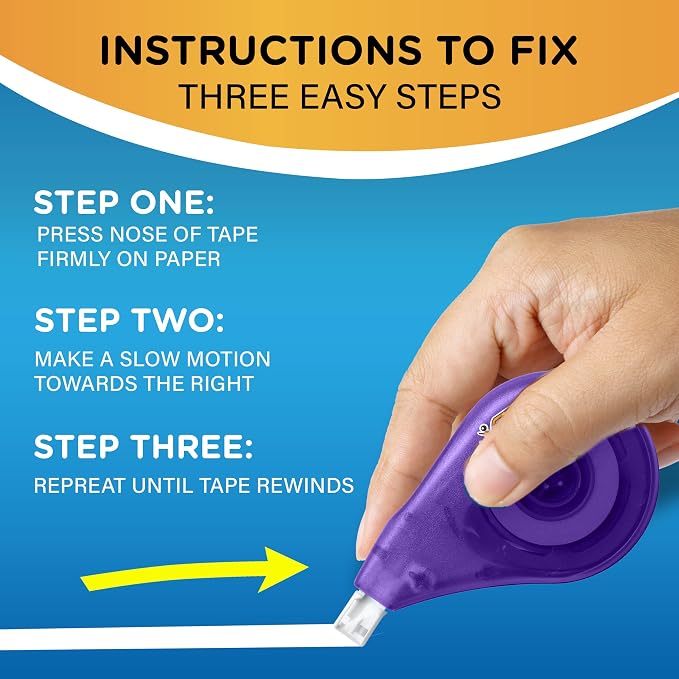 BIC Wite-Out EZ Correct Correction Tape, School Supplies for Students and Teachers, Applies Dry, No Dry Time, Tear Resistant, 4-Count Pack in White