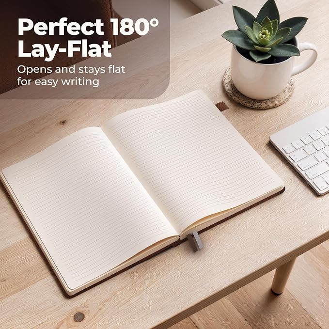 3 Pack Classic Hardcover Lined Notebooks - 8.5x11" A4 Leather Journal with 200 Pages, Sticky Tabs, Pockets, Pen Loop & Ribbon Bookmarks - Large Notebooks for Work, School, Journaling - Campus Notebook