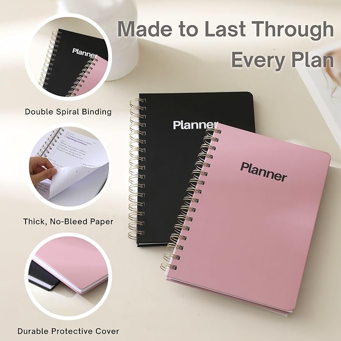 Undated Weekly Planner, A5, Dashboard Layout, Black | Dateless, Top Priorities, To Do List, Habit Tracker, Weekly Notes Space, Weekly Reflection, For Work, School & Life